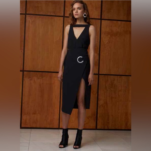 C/MEO Collective Black Pencil Skirt with Silver Crescent Detail - Picture 2 of 5